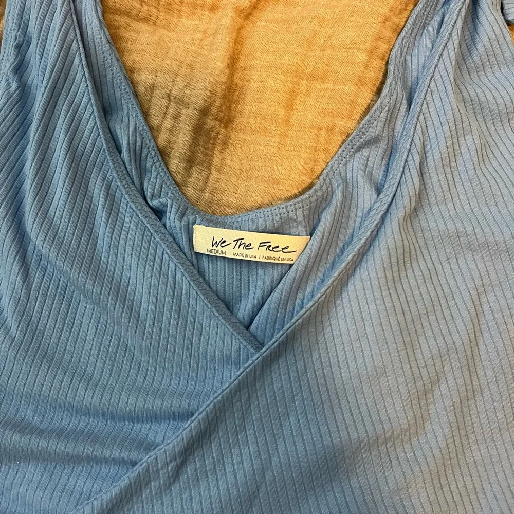 Free People Ribbed Liz Wrap Tank Sky Blue - Picture 4 of 6